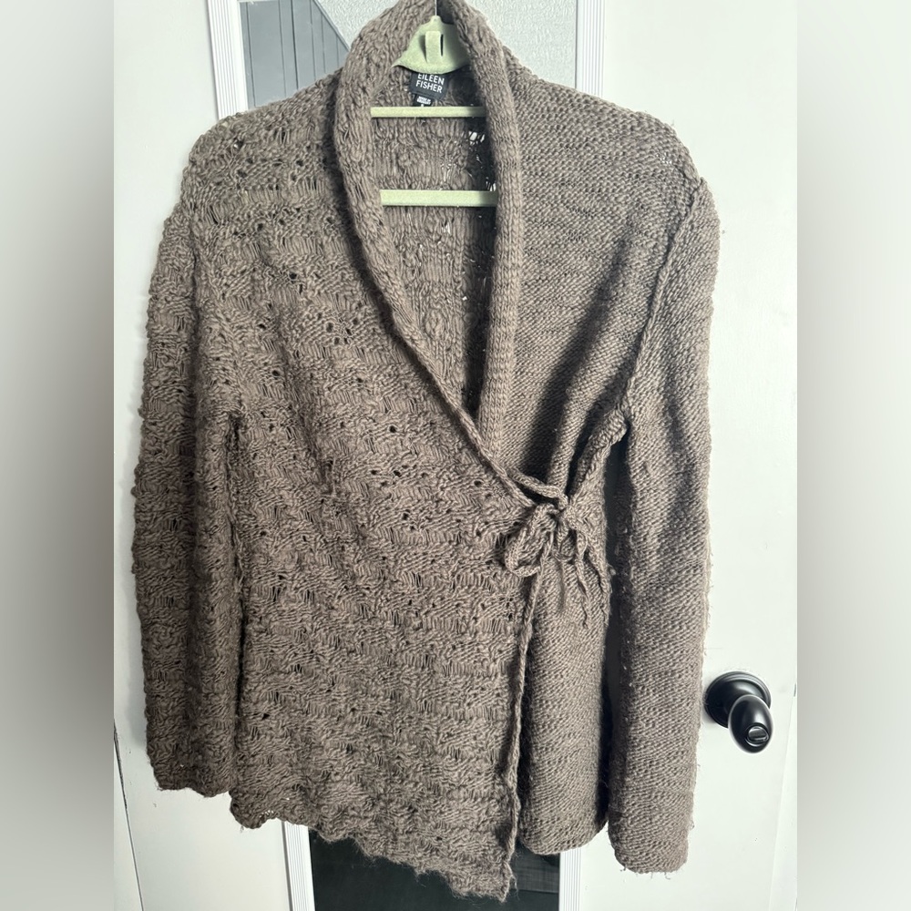 Eileen Fisher Knit Wrap Sweater w/ matching Scarf Set Size S